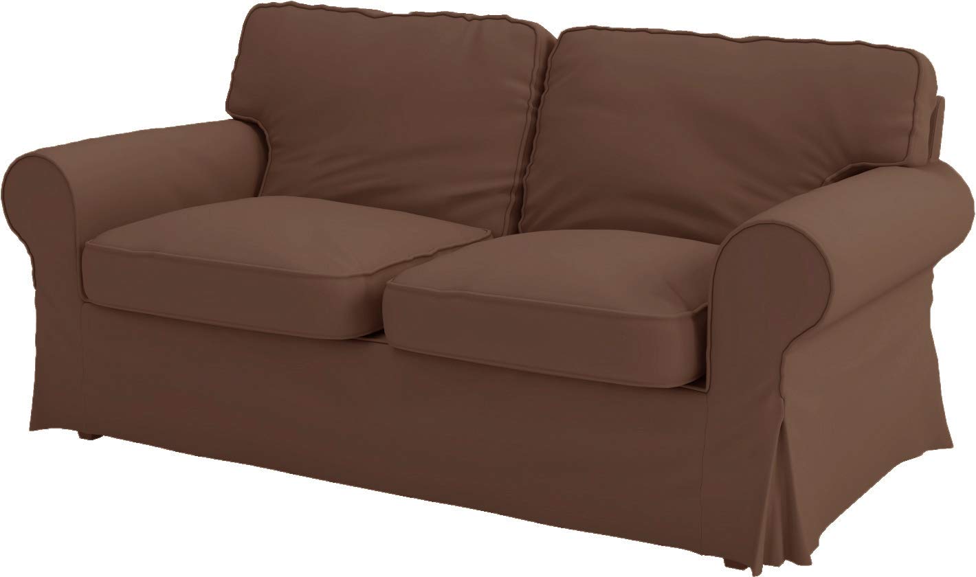 Custom Cotton Slipcover Replacement for IKEA Ektorp Loveseat Sofa - Washable Sofa Cover in Coffee Color - Perfect for Living Room, Bedroom or Office Furniture Protection