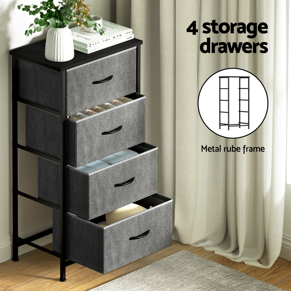 4-Drawer Chest Dresser Organizer - Tallboy Storage Cabinet in Grey for Bedroom, Living Room & Office