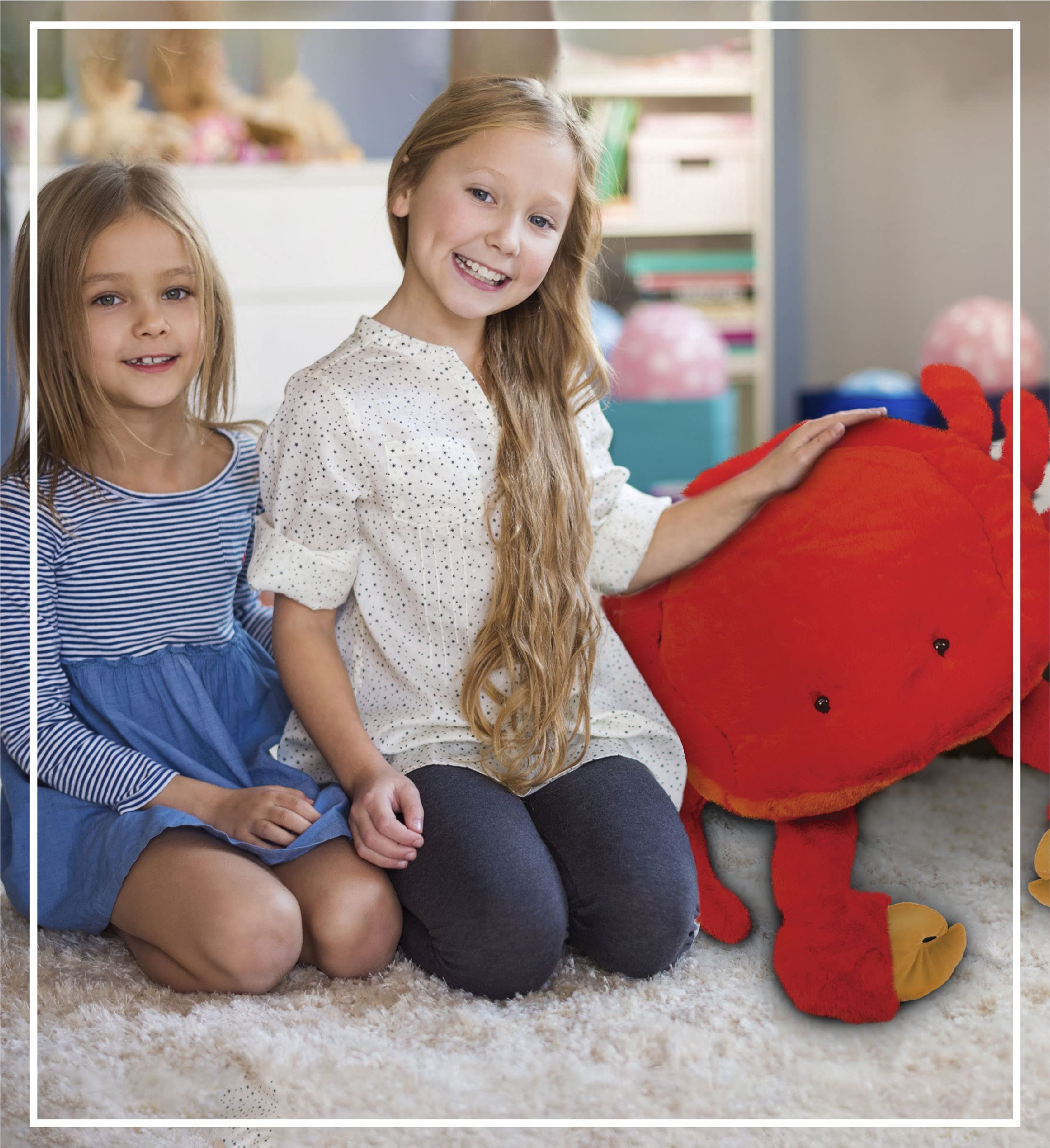 DolliBu 30 Inch Super Soft Red Crab Plush Stuffed Animal Pillow - Jumbo Hugging Toy for Kids & Toddlers, Cozy Nap Buddy & Floor Cushion - Perfect for Bedtime, Playtime & Nursery Decor