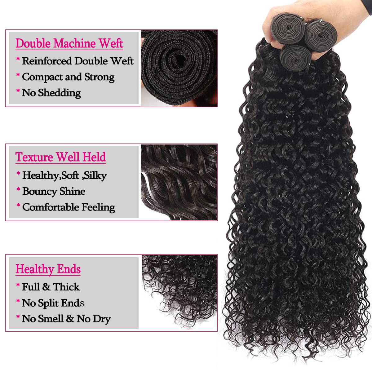 Beautymoon 18 20 22 Inch Brazilian Virgin Water Wave Human Hair Bundles - 3 Pack 10A Grade Wet & Wavy Weave Extensions for Black Women (Natural Color) | Perfect for Protective Styles, Braiding, Sew-Ins & Everyday Glam