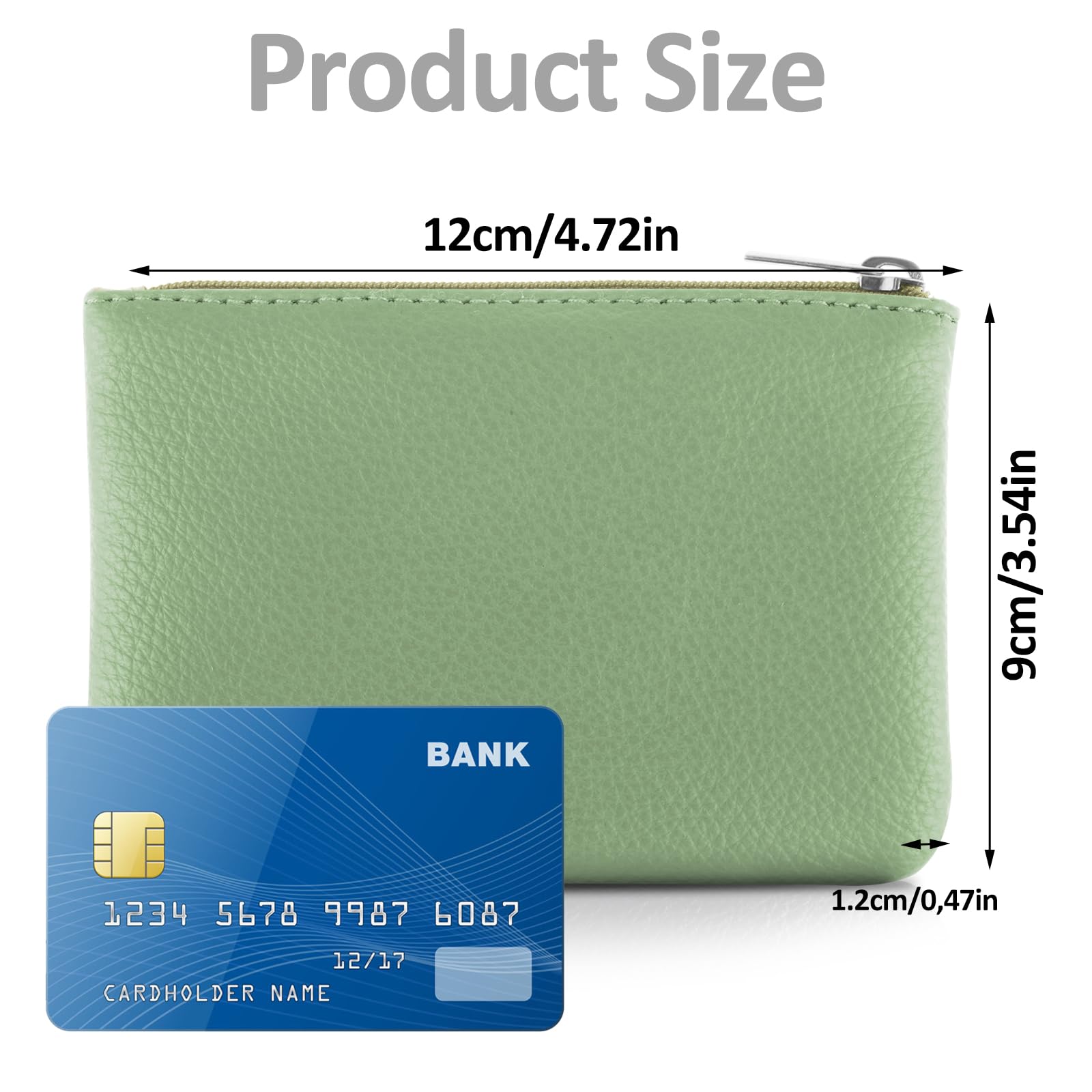 Simarro 2Pcs Lychee Print PU Leather Zipper Coin Purse - Mini Wallet for Women, Credit Card Holder, ID Organizer, Keychain & Lipstick Case (Black+Light Green) - Perfect for Travel, Shopping & Daily Essentials Storage