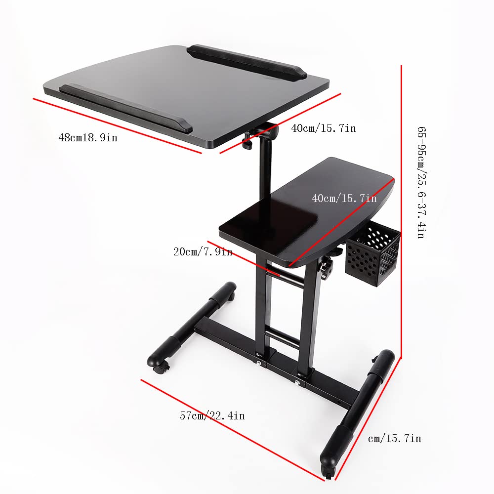 Professional Double Countertop Tattoo Workstation & Hair Salon Rolling Tray - Adjustable Height Mobile Work Station Stand for Tattoo Artists & Hair Stylists - Perfect for Tattoo Parlors, Beauty Salons & Home Studios