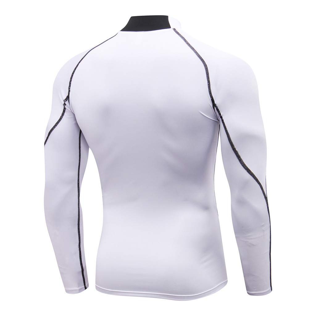 XXBR Men's Compression T-Shirt - Long Sleeve Mock Neck Athletic Workout Shirt, Moisture Wicking Sports Base Layer & Undershirt for Running, Gym Training & Outdoor Activities