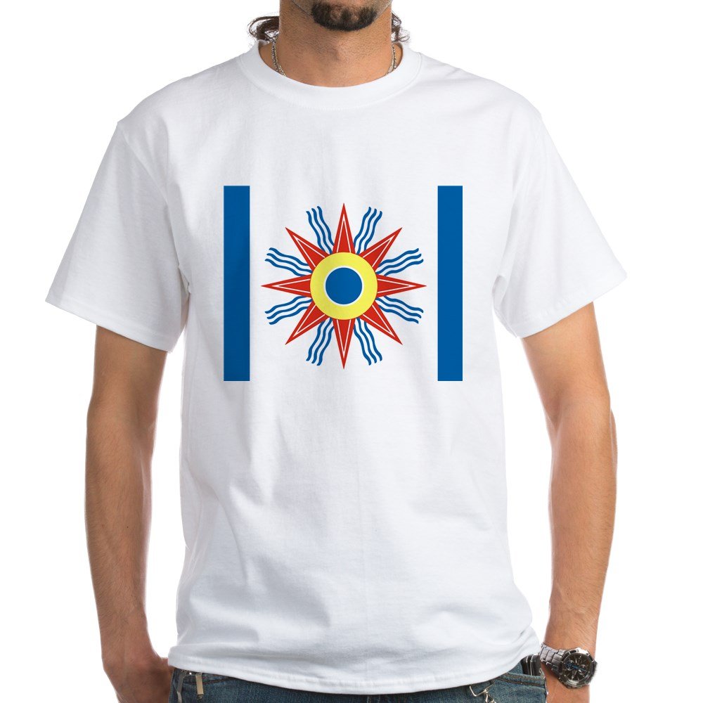 Chaldean Flag White Cotton T-Shirt for Men & Women - Soft Breathable Tee for Casual Wear, Cultural Pride & Everyday Comfort | Perfect for Heritage Celebrations, Family Gatherings & Patriotic Events