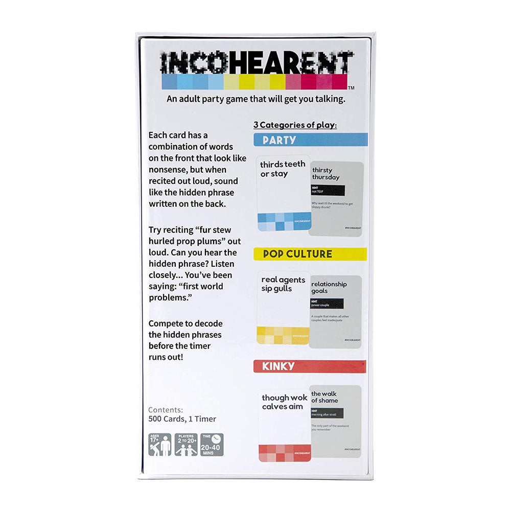 Incohearent Party Game - Fun Adult Card Game for Game Nights & Social Gatherings | Perfect for Friends, Family & Parties