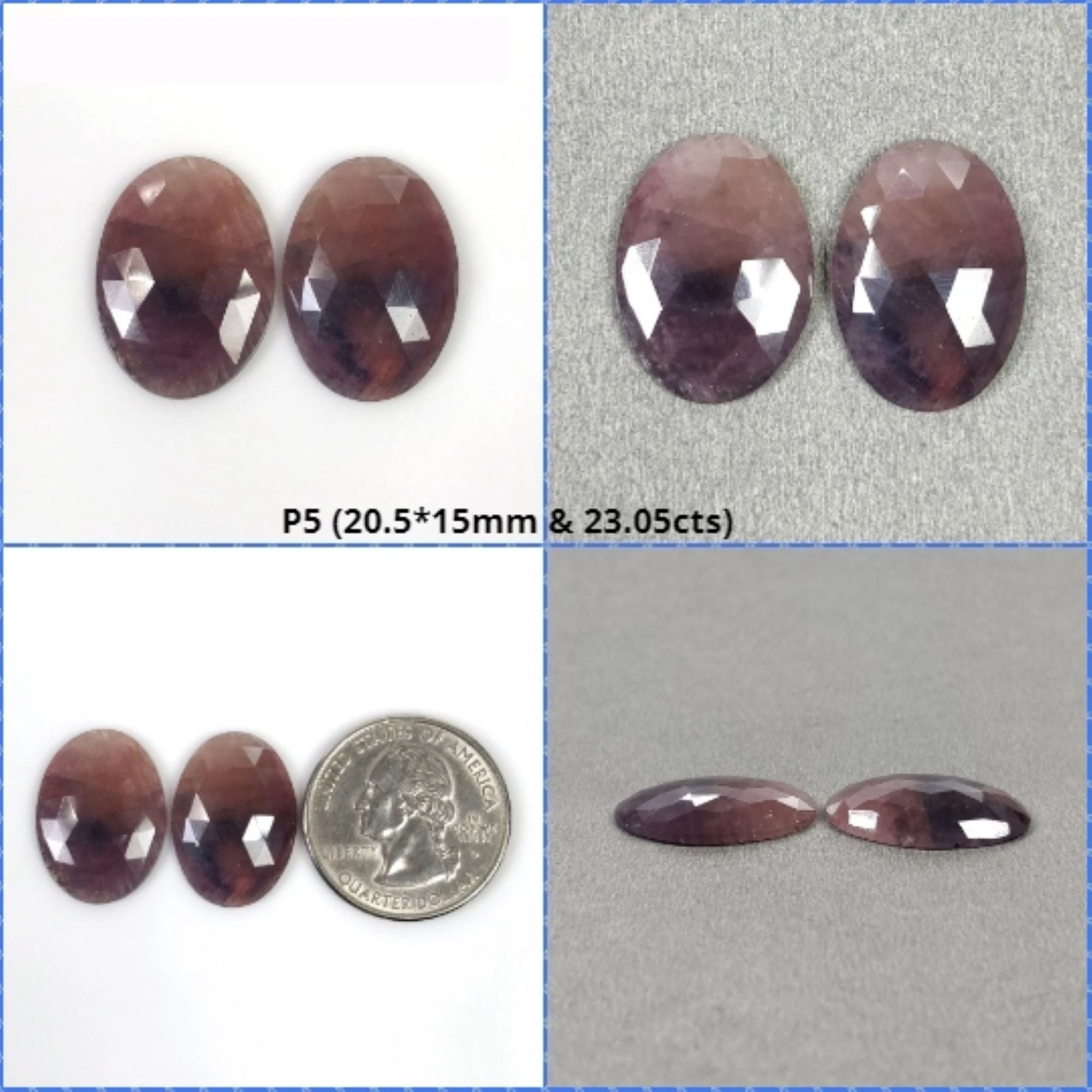 Natural Untreated Bi-Color Sapphire Gemstone Pair - Rose Cut Oval & Cushion Shapes | Multi Sapphire Jewelry for Engagement Rings, Earrings & Custom Designs
