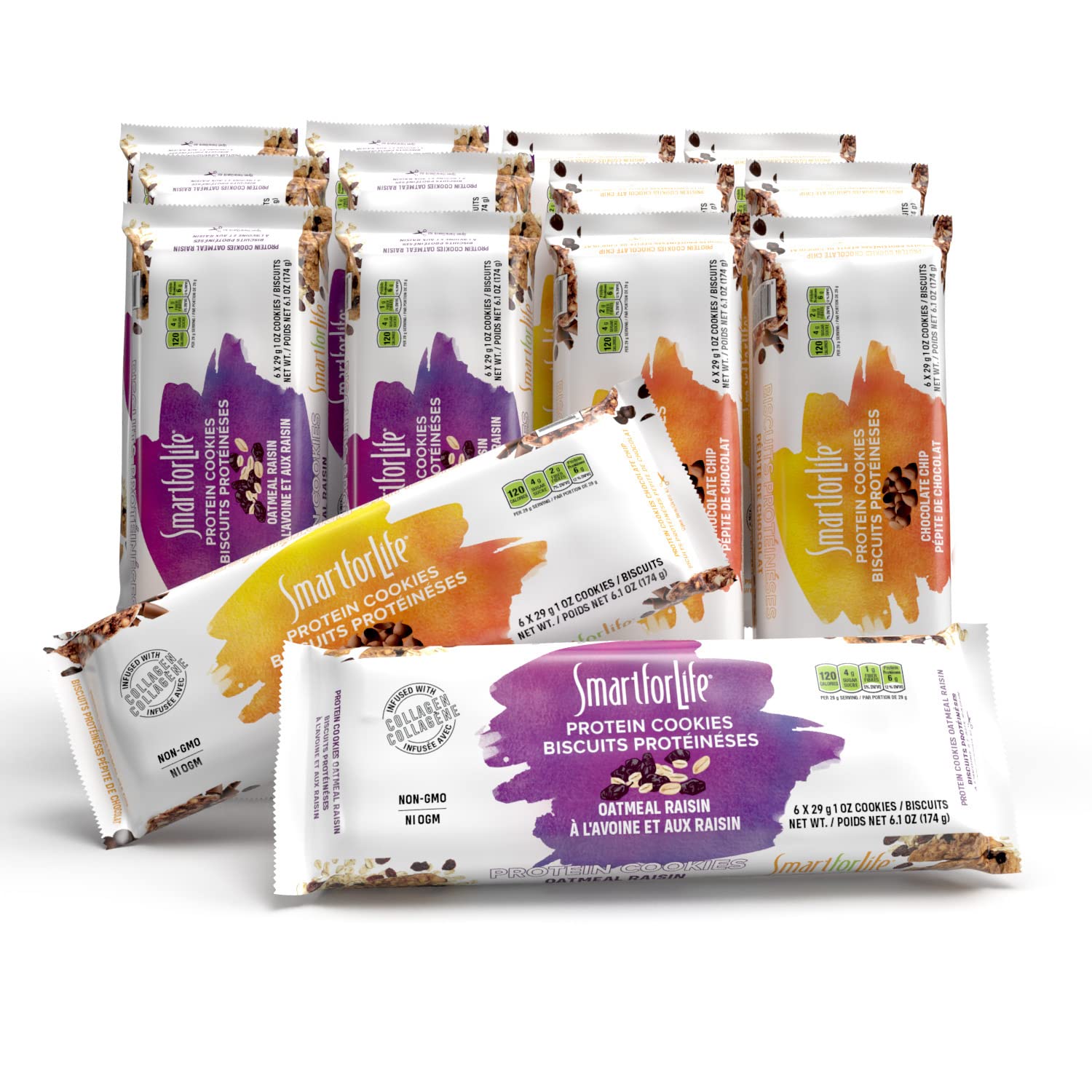 Smart for Life High Protein Cookie Diet - Low Carb Meal Replacement Cookies with Chocolate Chip & Oatmeal Raisin (2-Week Variety Pack) - High Fiber Keto Snacks for Weight Loss, Office Break, and On-the-Go Nutrition