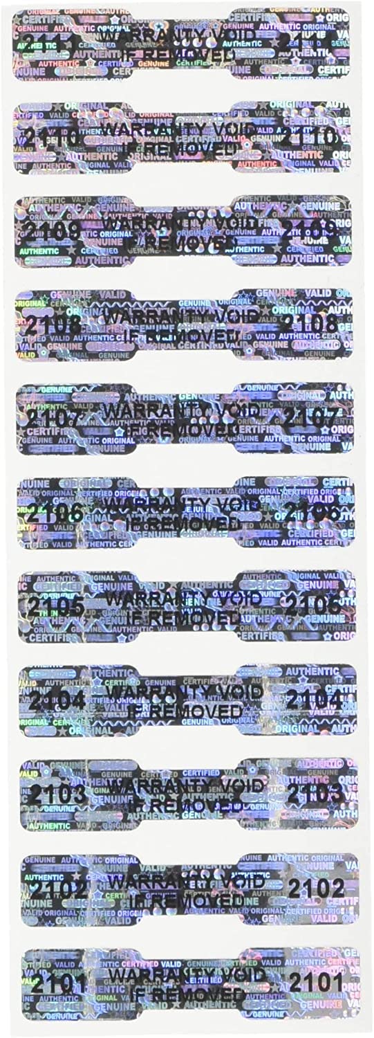 1,000 High Security Tamper Evident Warranty Void Dogbone Hologram Labels with Unique Sequential Serial Numbers - Perfect for Electronics, Appliances & Product Authentication
