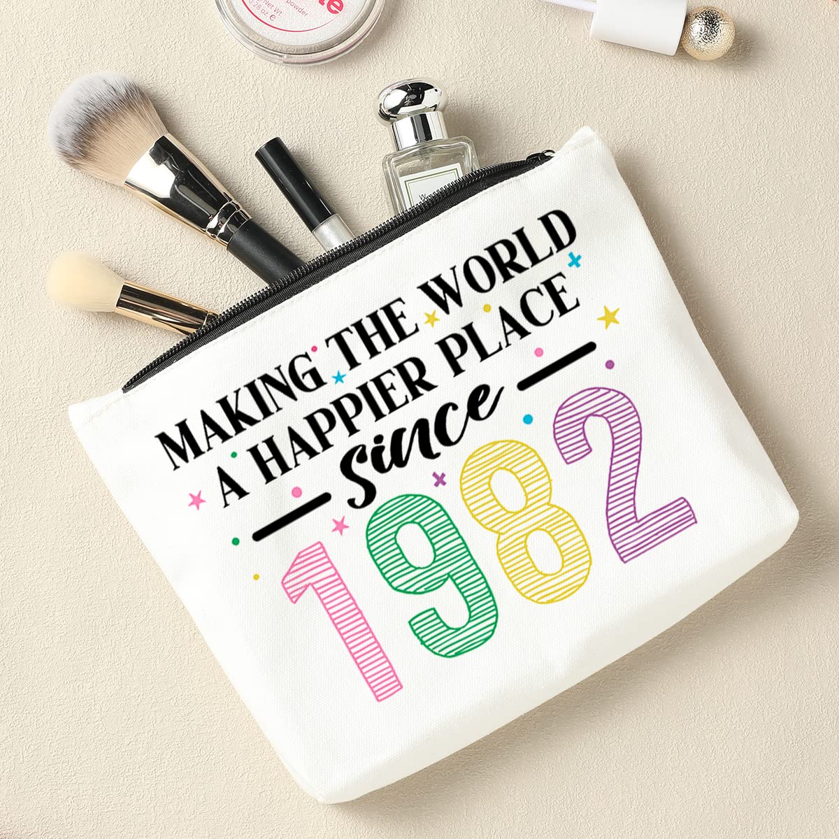 43rd Birthday Gifts for Women - Personalized Makeup Bag for 43 Year Old Women Since 1982 | Perfect Gift for Wife, Mom, Sister, Friend, Aunt & Coworker | Travel Toiletry Bag for Thanksgiving & Special Occasions | Great for Travel, Spa Days & Everyday Use