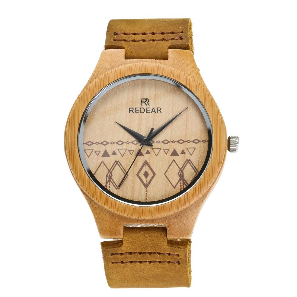Bamboo Wooden Watch for Men & Women - Large Face Quartz, Lightweight Casual for Sports & Gifts