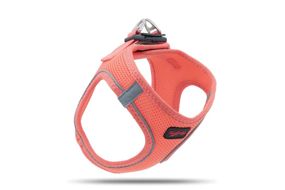 Tailpetz Adjustable No-Pull Step-in Dog Harness for Small Dogs - Reflective Puppy Training Harness in Salmon Pink (Size S) - Perfect for Walks, Jogging, and Outdoor Adventures