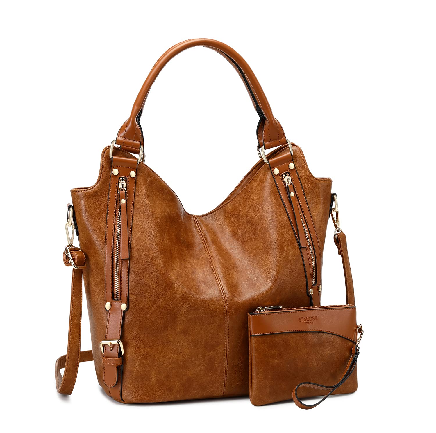 Stylish Women's PU Leather Tote Bag - Adjustable Shoulder Strap Hobo Handbag for Work, Travel & Everyday Use