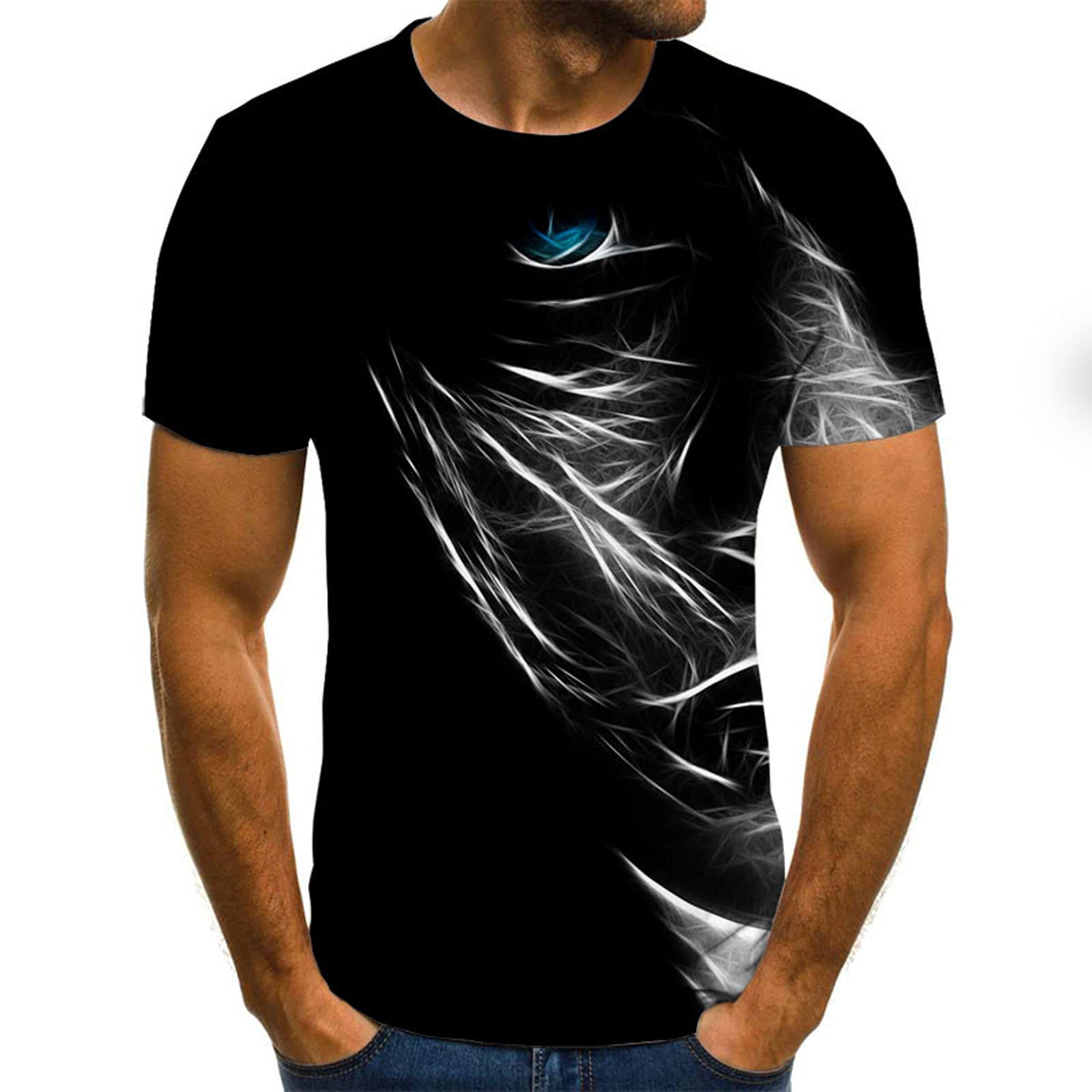 **Big and Tall Men's T-Shirts - Summer Short Sleeve Animal Print Graphic Tee - Plus Size Oversized Casual Cool Shirts for Everyday Wear**    *(Use for casual outings, streetwear fashion, or relaxed summer styling)*