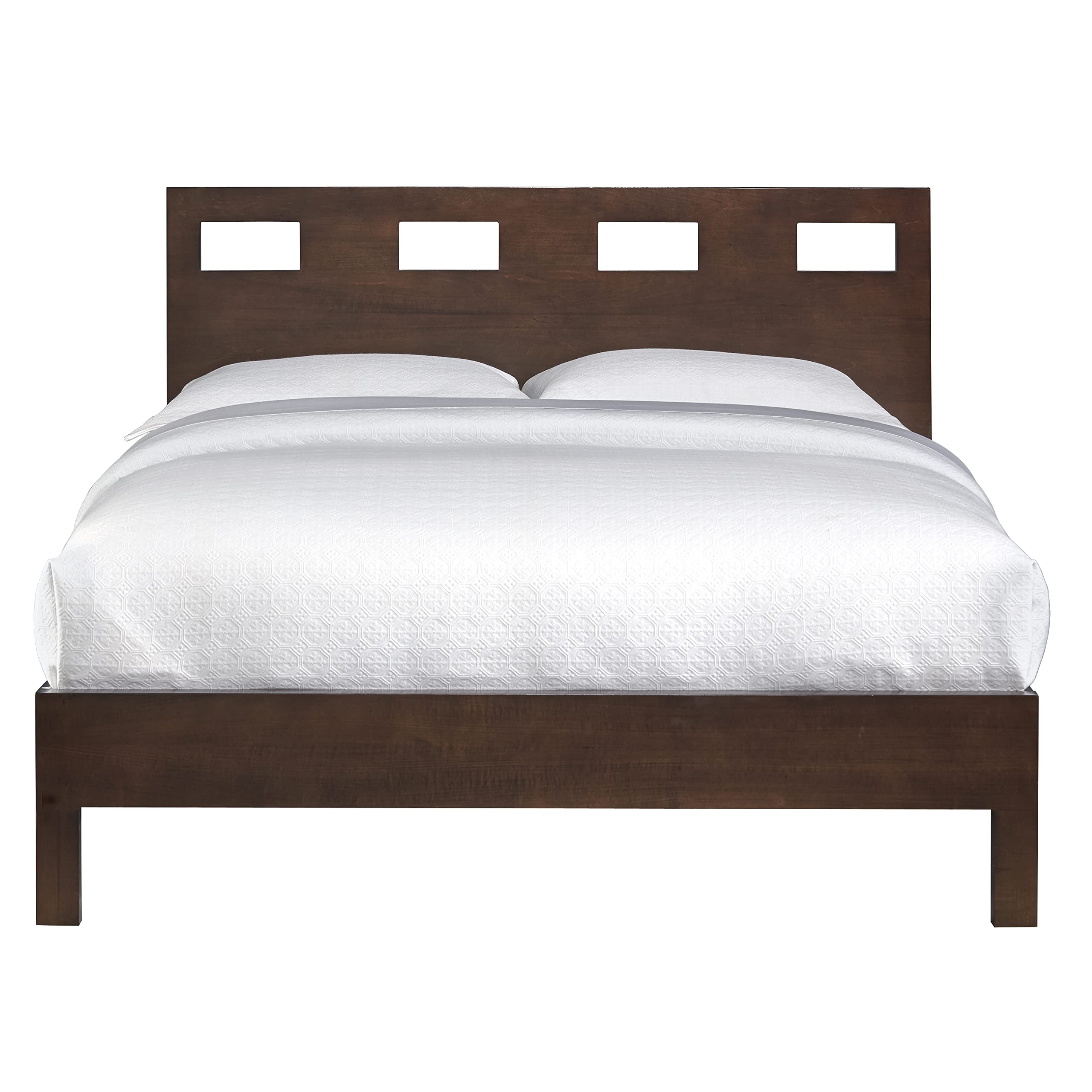 Modus Furniture Solid-Wood Full Bed Frame in Chocolate Brown - Durable Riva Design for Master Bedroom or Guest Room