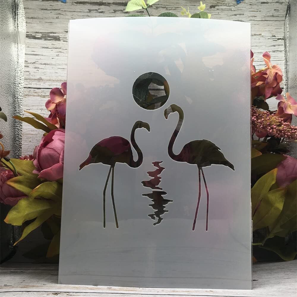 Flamingo Lover River DIY Layering Stencils for Wood Painting & Crafts - A4 29cm Wall Art Template for Home Decor, Scrapbooking & DIY Projects