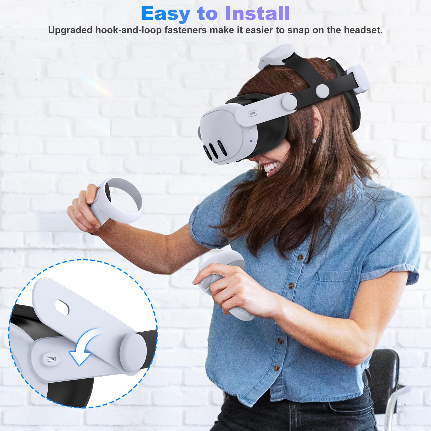 Meta Quest 3S/Quest 3/Quest 2 Comfort Head Strap - Adjustable VR Headset Accessory with Double Knobs for Enhanced Support & Pressure Relief | Perfect for Extended Gaming, VR Fitness & Immersive Experiences