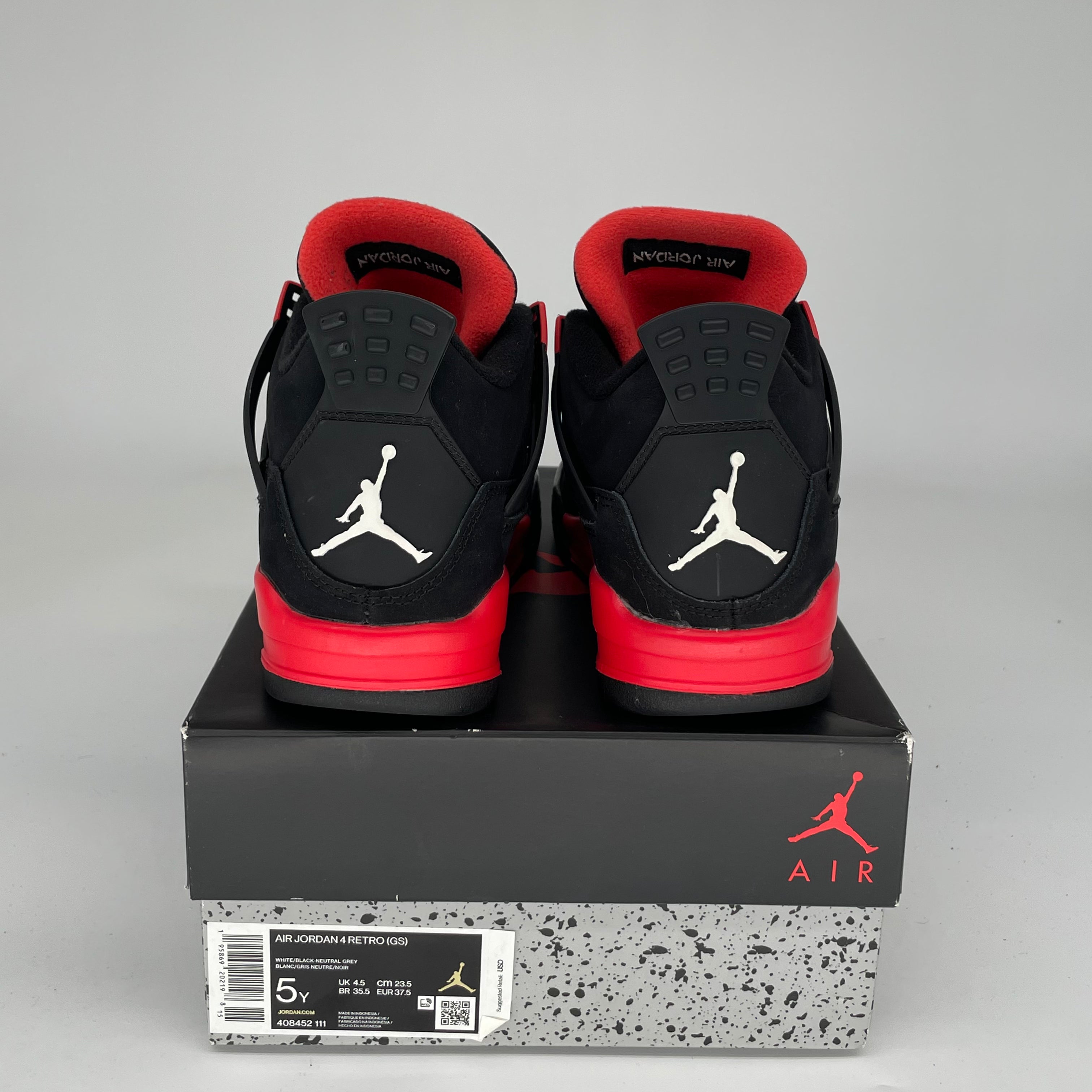 AIR JORDAN 4 Red Thunder Sneakers - Size 5Y (408452-016) - Men's Basketball Shoes for Court & Street Style