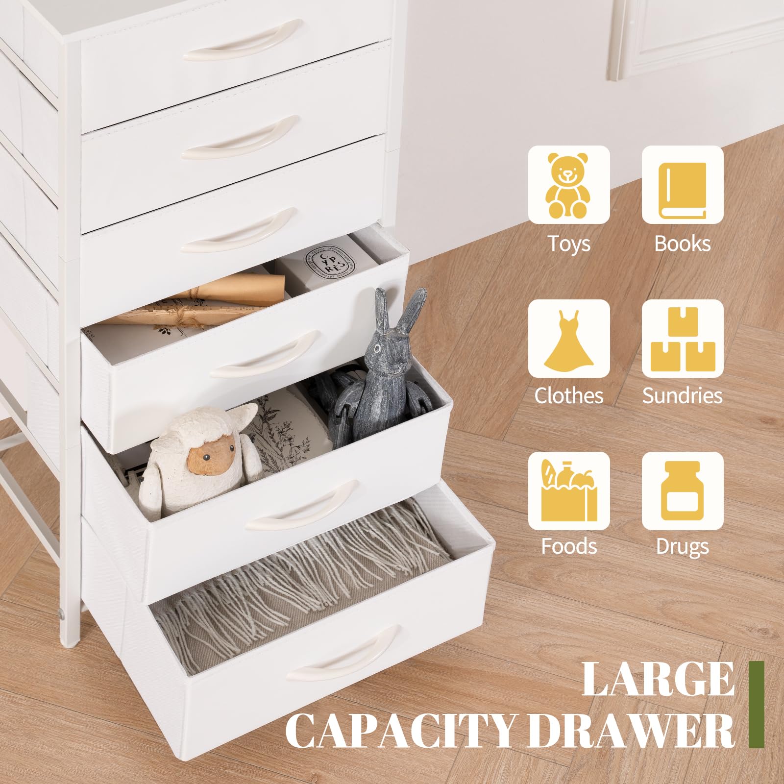 Yoobure Tall Nightstand with 6 Drawers - Bedroom Storage for Small Spaces & Dorms