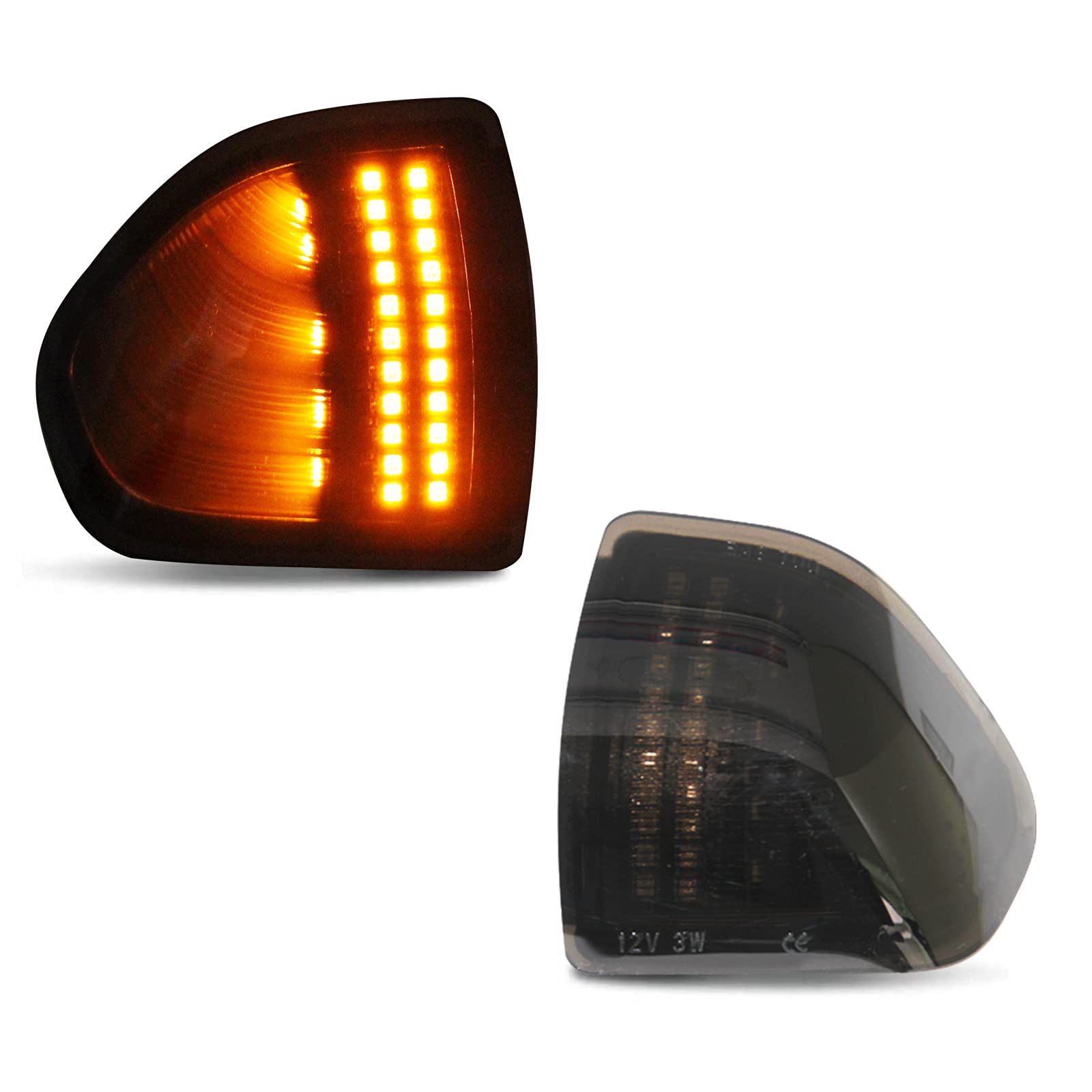 D-Lumina LED Side Mirror Turn Signal Light - Smoked Cover Lens for 2010-2018 Dodge Ram 1500/2500/3500/4500/5500 - Replacement for 68302828AA & 68302829AA - Pack of 2 - Enhances Safety & Style for Night Driving & Off-Road Adventures