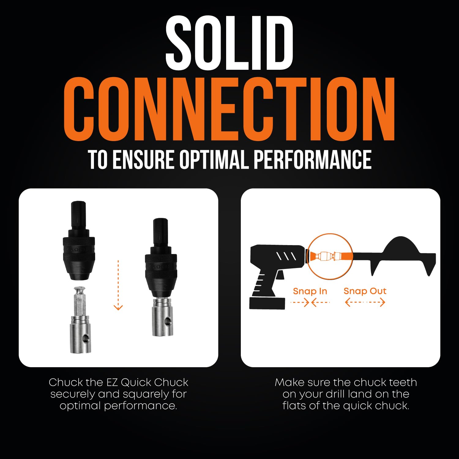 EZ Ice Auger Drill Adapter - Quick Connect for Pistol Bit, K-Drill & Lite-Flite - Electric Drill Auger Attachment for Ice Fishing - Compatible with Cordless Drills - Perfect for Winter Ice Fishing & DIY Projects