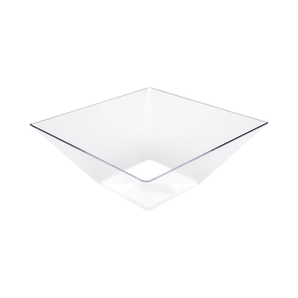 90 oz Clear Plastic Modern Medium Catering Serving Bowl - 9 3/4 x 9 3/4 x 4 Inches - Pack of 25 - Perfect for Parties, Events & Food Service