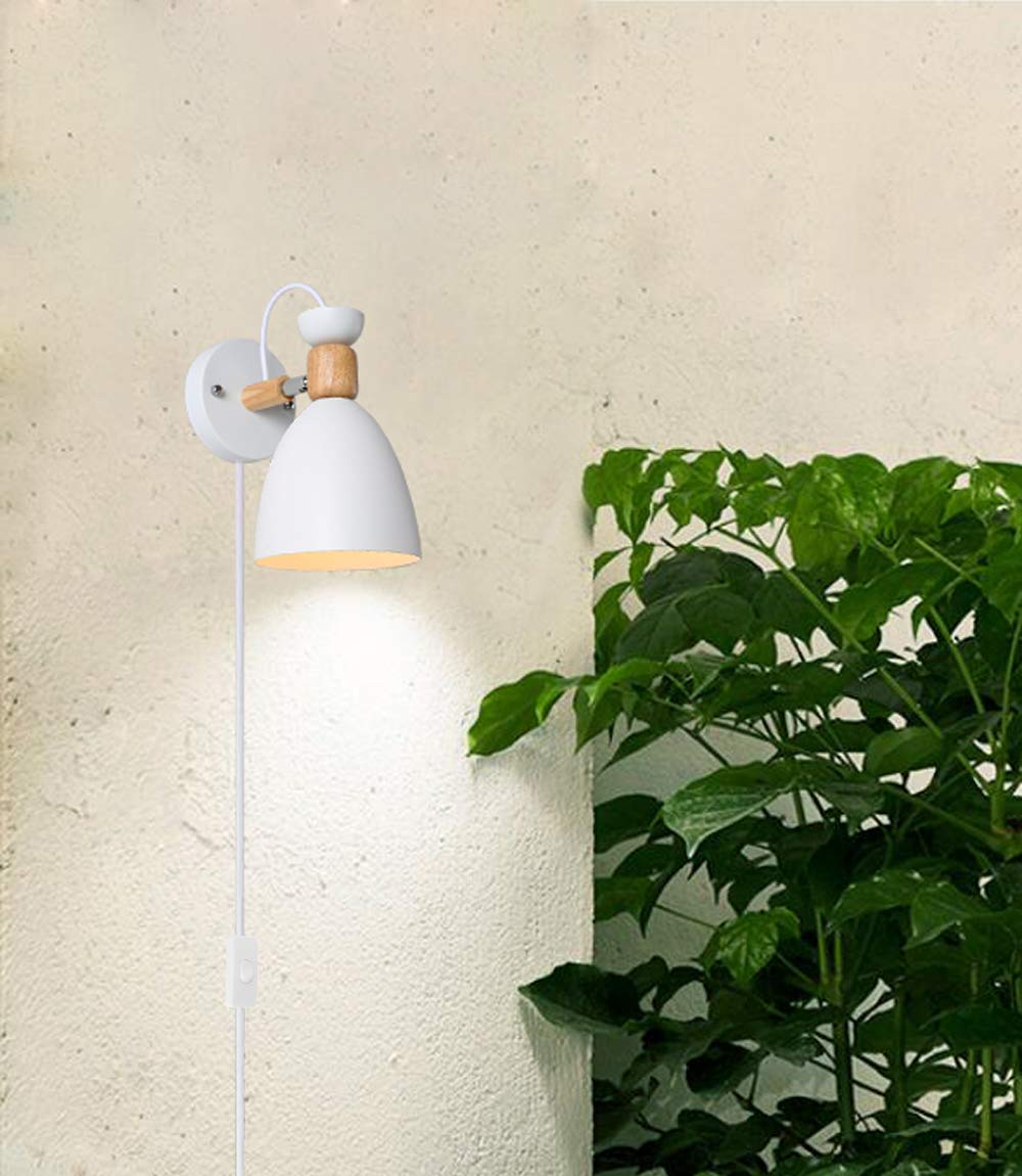 FSLIVING Plug-in Wall Sconce - Modern Nordic Style LED Wall Light Fixture, Dimmable Bedside Reading Lamp for Hallway, Corridor, Staircase & Bedroom Decor