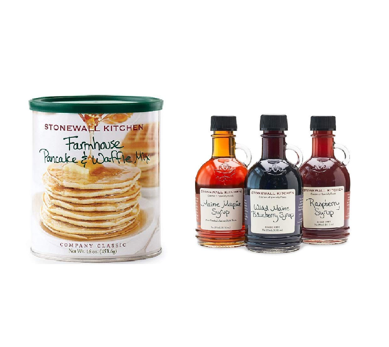 Stonewall Kitchen Syrup Variety Pack & Farmhouse Pancake Waffle Mix Bundle - Premium Breakfast Set for Pancakes, French Toast, and Waffles - Perfect for Family Brunches, Holiday Breakfasts, and Gourmet Cooking