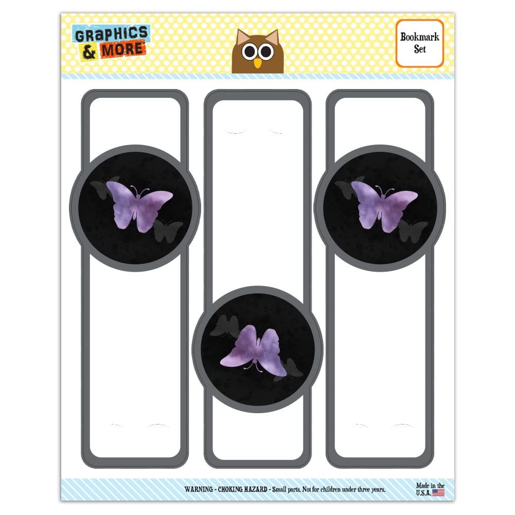 Set of 3 Purple Butterfly Watercolor Silhouette Bookmarks - Glossy Laminated Book Markers for Reading, Gifts & Collectibles | Perfect for Book Lovers, Students & Bibliophiles