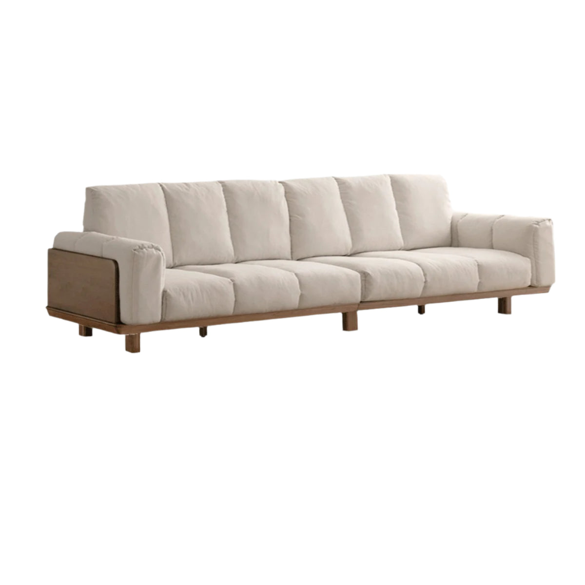 140.9x35.4x36.2 inch / 358x90x92 cm / Rich Dark Walnut Color / black walnut sofa imitation cotton and linen gravel white
