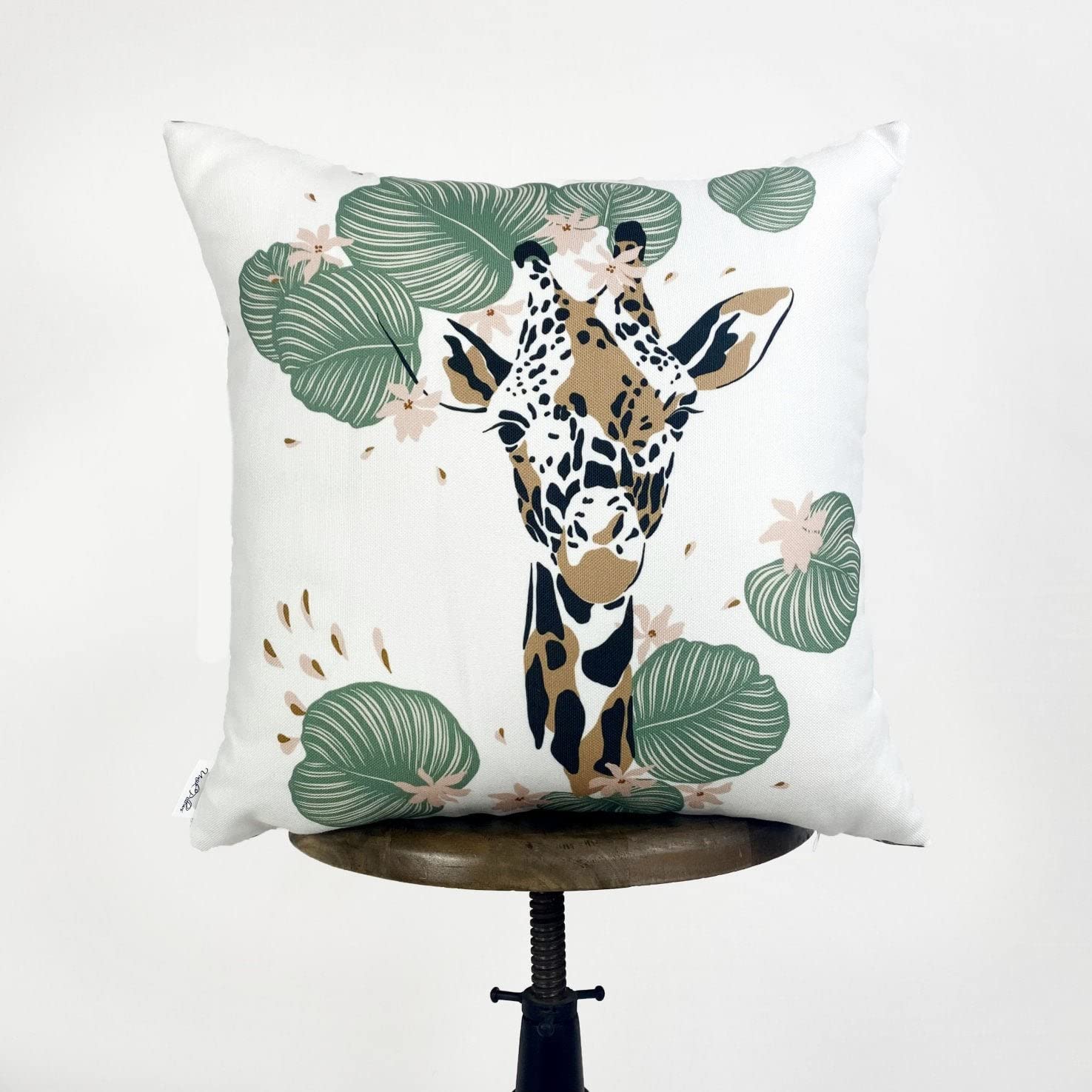 Giraffe Print Decorative Throw Pillows with Leaves - Unique Home Decor for Bedroom, Living Room & Nursery - Perfect Gift for Mom & Animal Lovers
