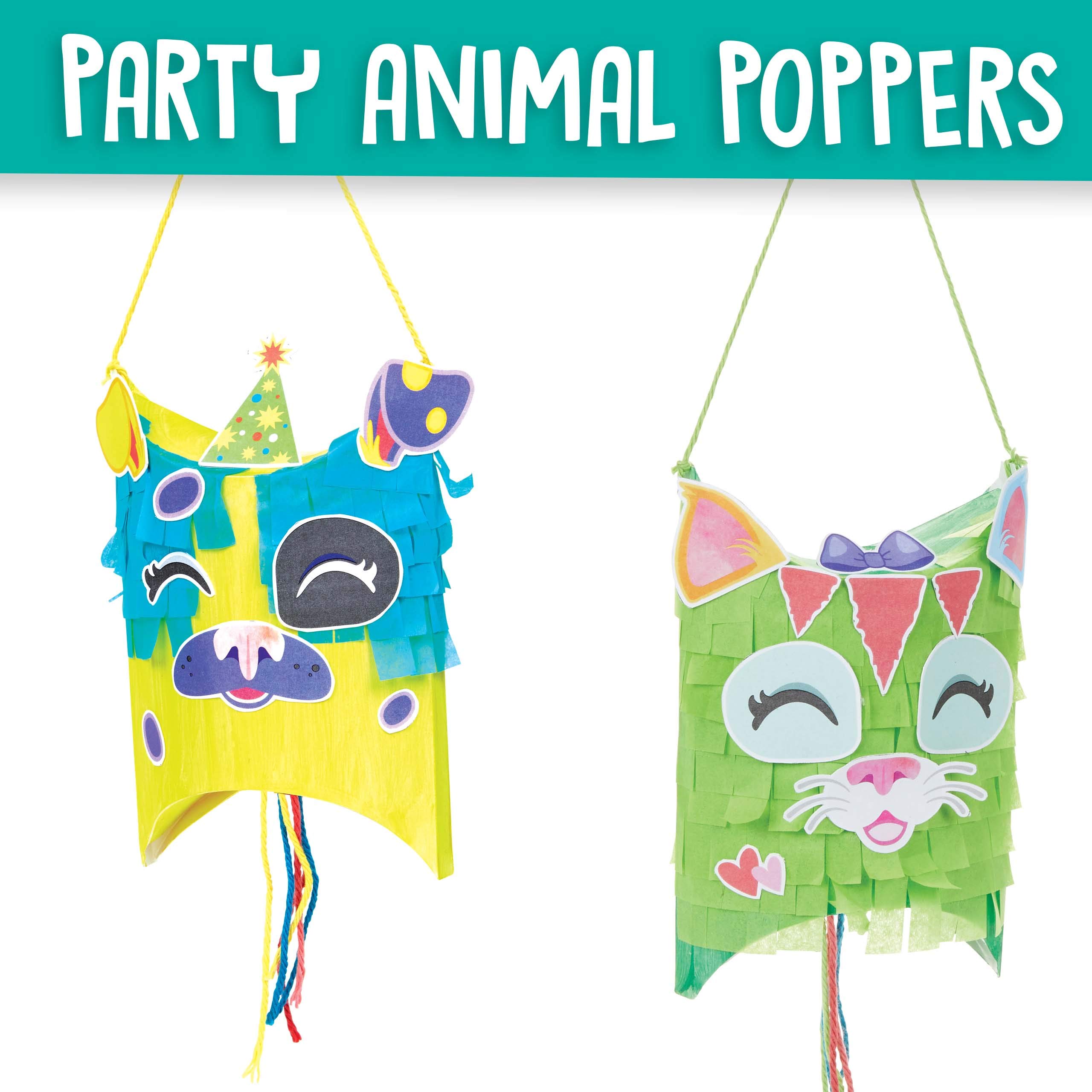 Crayola Craft Confetti Party Poppers - Animal Themed DIY Craft Kit for Kids Ages 5-8, Creative Gift for Birthdays, Classroom Activities & Holiday Celebrations