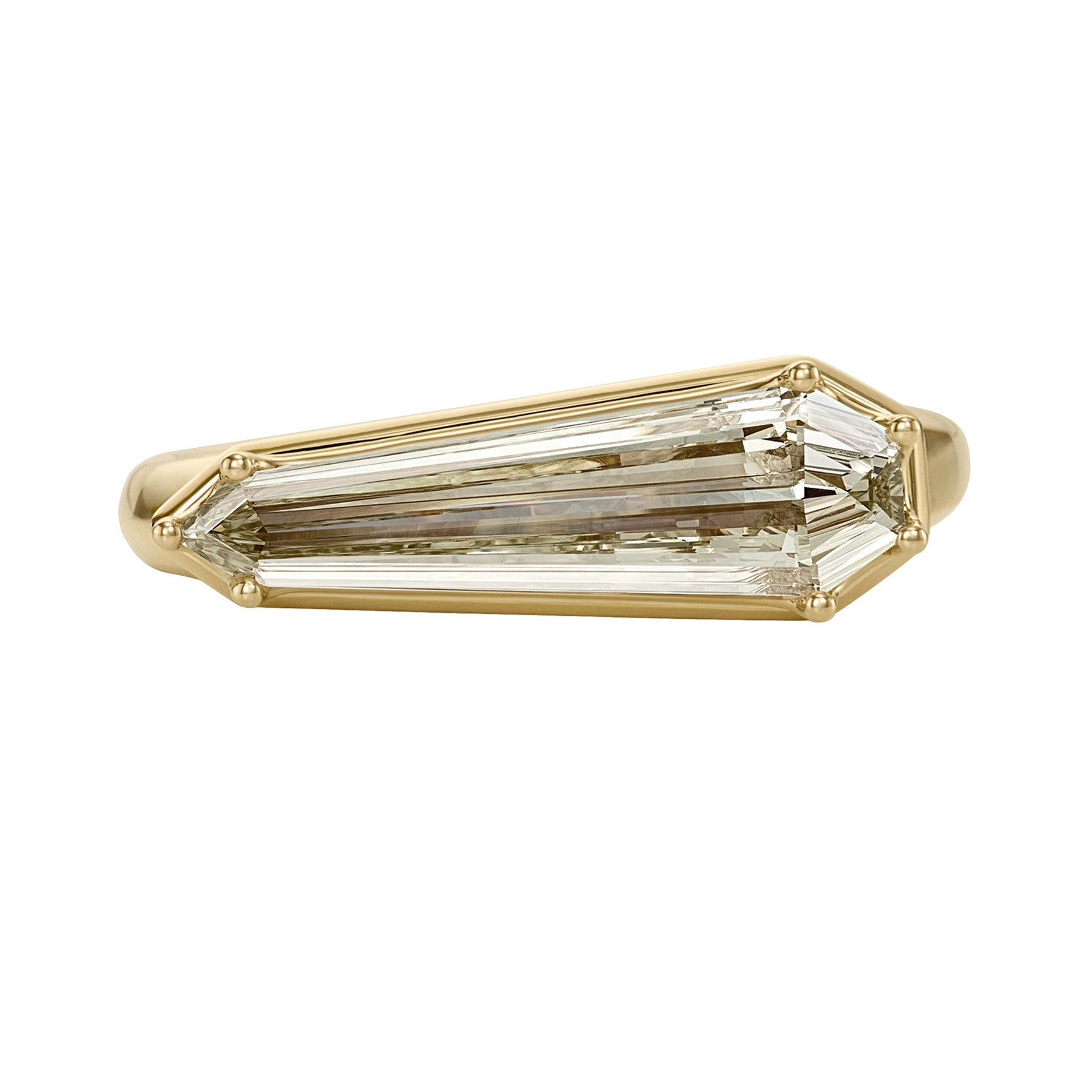 Exquisite Elongated Shield Cut Diamond Solitaire Ring with Pave Detailing - 14K White Gold Engagement Ring for Women, Perfect for Proposals, Anniversaries & Special Occasions