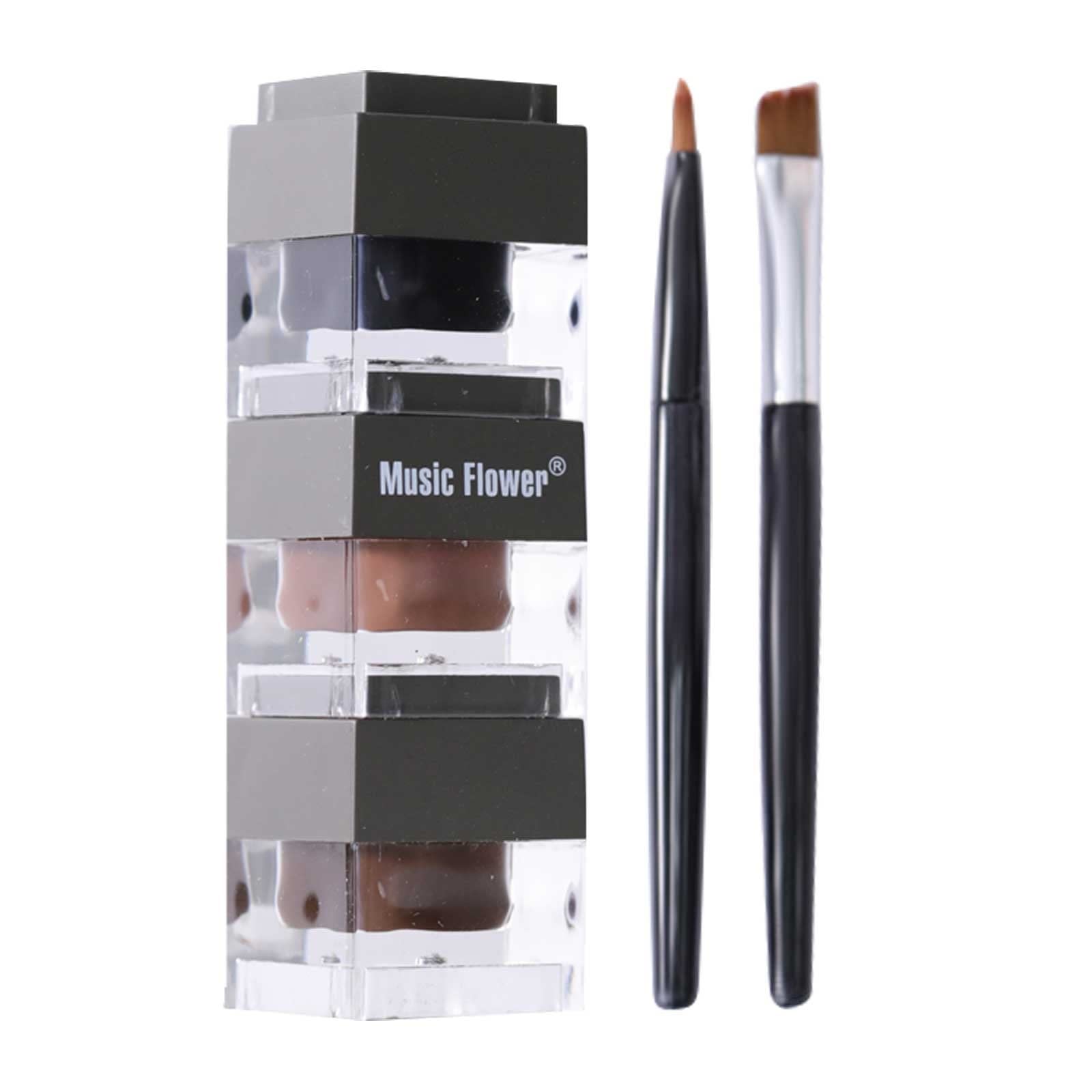 Waterproof Black & Brown Gel Eyeliner Set - 3 Pcs Long Lasting Smudge Proof Eyeliner Makeup Kit with 2 Professional Eye Makeup Brushes | Perfect for Day to Night Makeup, Party & Special Occasions