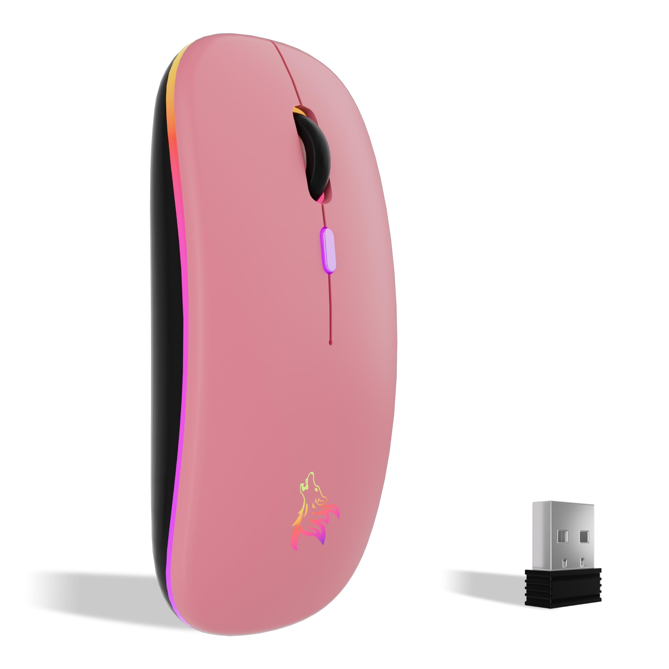 Wireless Rechargeable Gaming Mouse - 7-Color RGB Backlit, 2.4GHz USB, for PC/Laptop/iPad - Perfect for Work & Gaming