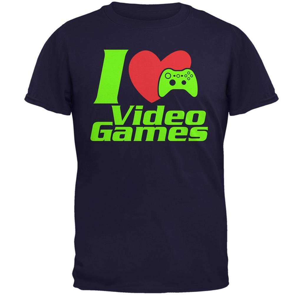 I Heart Video Games Gen 3 Men's T-Shirt - Navy Blue - Large Size | Casual Gaming Tee for Men, Perfect Gift for Gamers