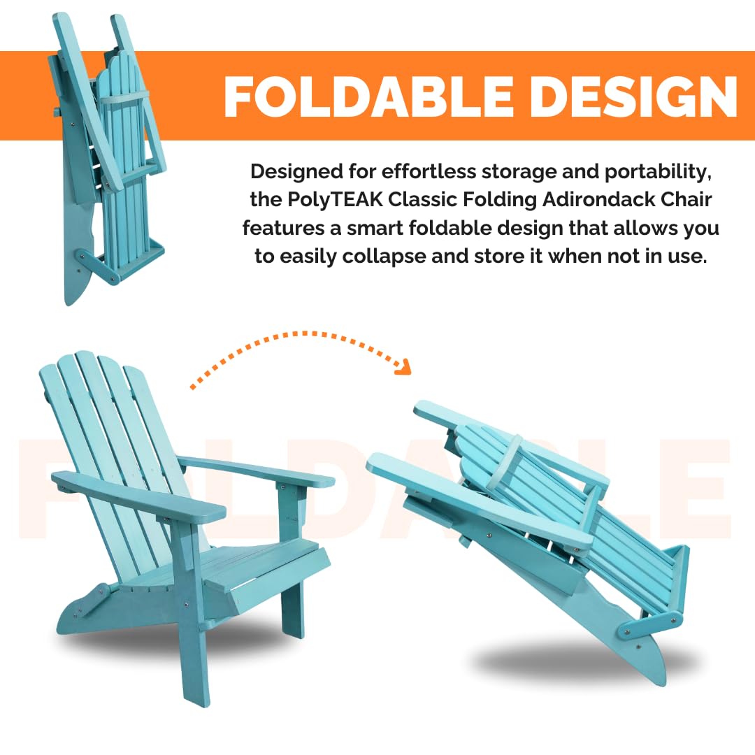 Premium Composite Folding Adirondack Chair Set of 2 - Weather-Resistant Poly Lumber Outdoor Patio Furniture for Garden, Poolside & Fire Pit - Classic Blue Collection - Perfect for Backyard Relaxation & Entertaining