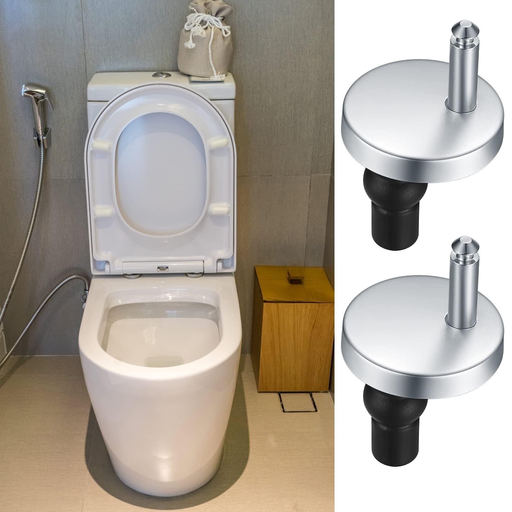 Quick Release Toilet Seat Hinges - 2 Pack Stainless Steel for Easy WC Installation
