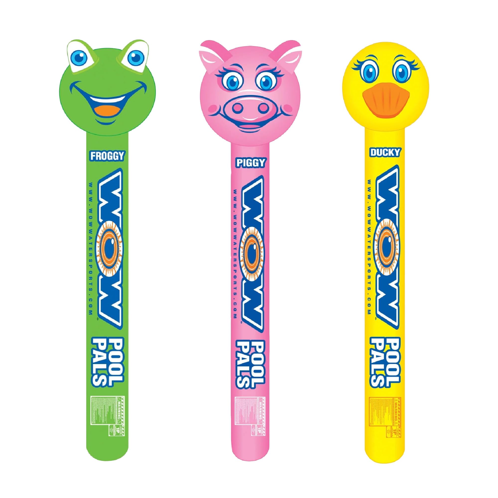WOW Sports - Inflatable Pool Noodles 3 Pack (Ducky, Froggy & Piggy) - Fun Floating Toys for Swimming Pools, Lakes & Beach - Water Flotation Devices for Kids & Adults - Perfect for Summer Fun, Pool Parties & Relaxation