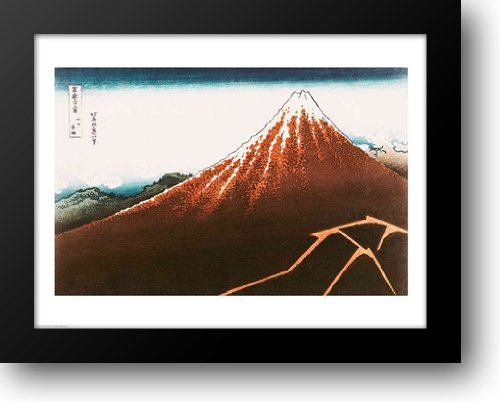Framed Art Print - Fuji Above the Lightning by Katsushika Hokusai, 28x22 Inches - Japanese Wave Painting for Home & Office Wall Decor