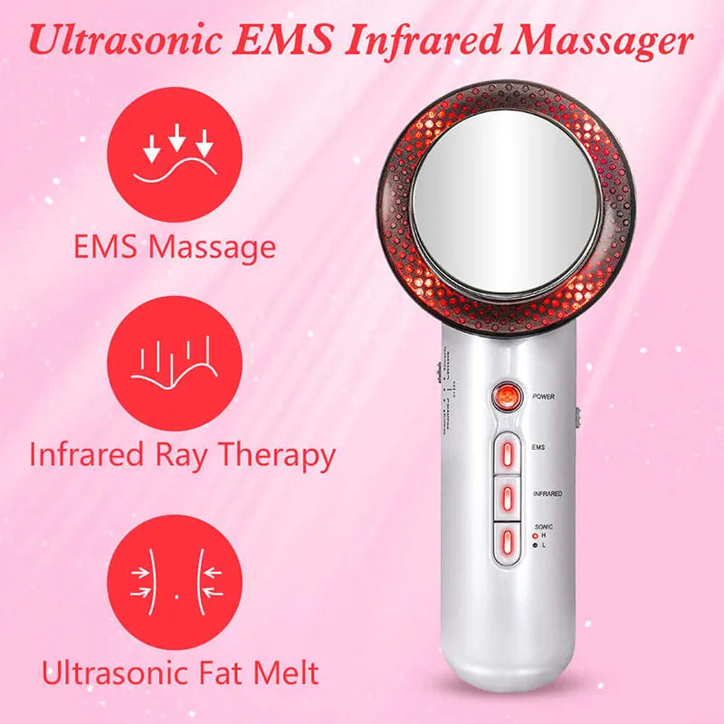 Professional Ultrasound Cavitation & EMS Fat Burner Machine - Body Slimming Massager for Weight Loss, Anti-Cellulite Treatment with Galvanic Infrared Technology | Home Use & Spa Treatment for Tummy, Arms, Thighs