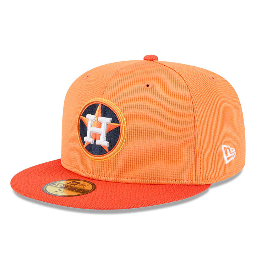 New Era 59Fifty Houston Astros 2025 Spring Training Patch Hat - Light Orange & Orange - Official MLB Baseball Cap for Fans & Players - Perfect for Games, Collecting & Everyday Wear