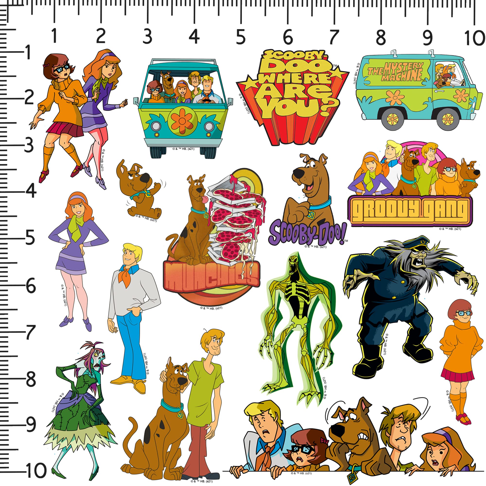 Scooby-Doo Die Cut Vinyl Stickers - 100-Piece Variety Pack for Laptop, Water Bottle, Scrapbook, Tablet, Skateboard - Indoor & Outdoor Decoration - Perfect for DIY Crafts, School Projects, and Gift Giving
