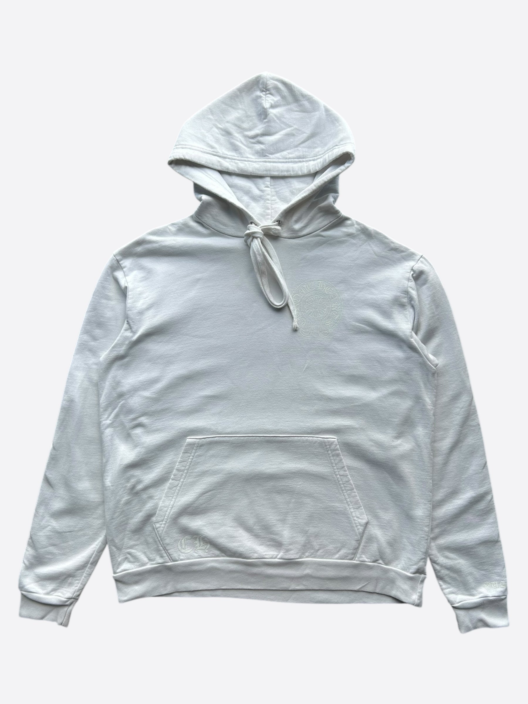 Chrome Hearts White Glow-in-the-Dark Horseshoe Logo Hoodie for Men & Women | Streetwear Fashion | Perfect for Night Out & Urban Style