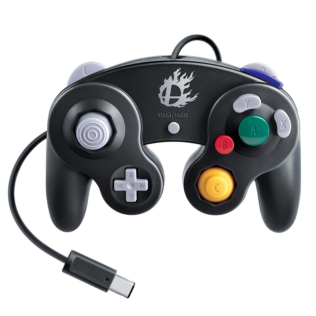 Nintendo Super Smash Bros. Black Classic Gamecube Controller (Renewed) - Authentic Replacement for Switch/Wii U - Perfect for Fighting Games & Retro Gaming