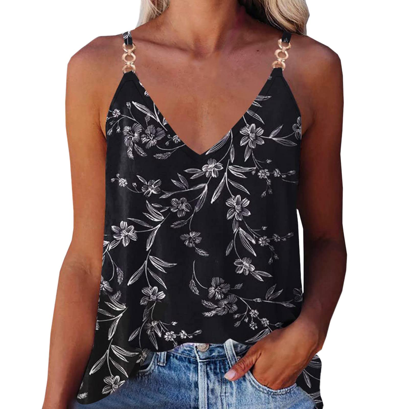 Women's Summer Sleeveless Floral Hollow-Out Tank Tops - Casual Loose Fit Dressy Blouse for Beach, Party & Everyday Wear