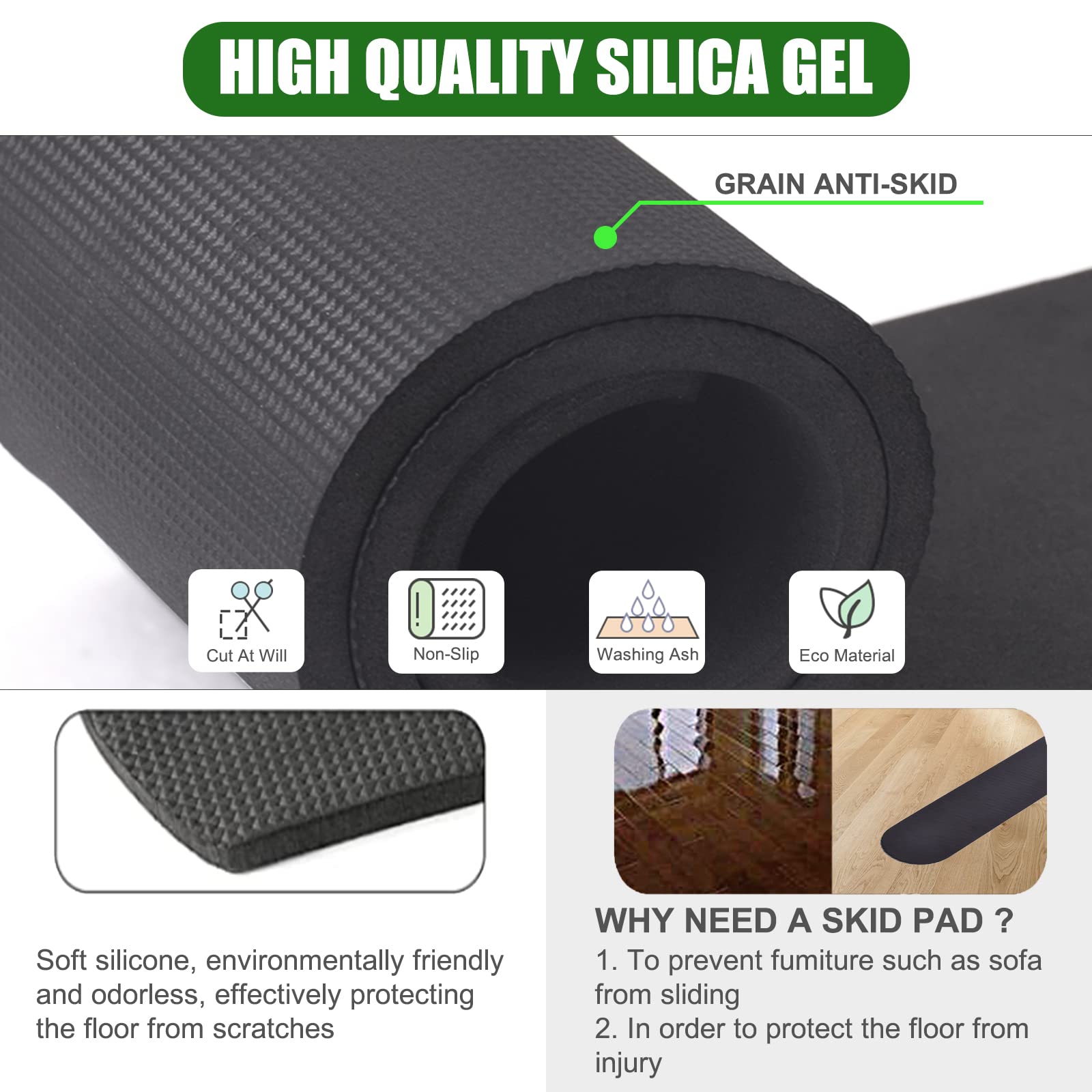 Non-Slip Rubber Furniture Pads for Recliners & Swivel Chairs - 25.2