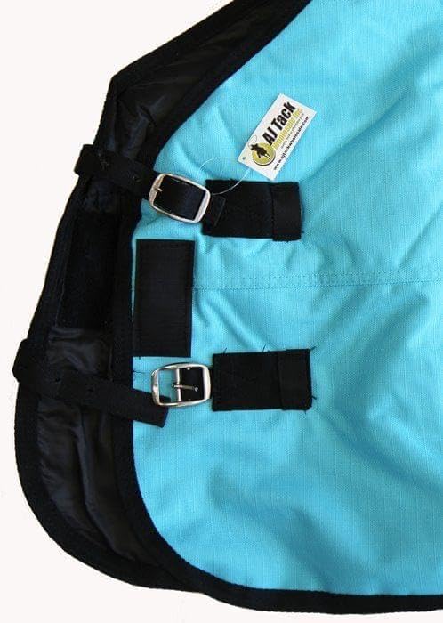 AJ Tack 1200D Waterproof Winter Horse Blanket - 400g Heavyweight Turnout with Fleece Collar, Shoulder Gussets & Tail Flap - Turquoise 76