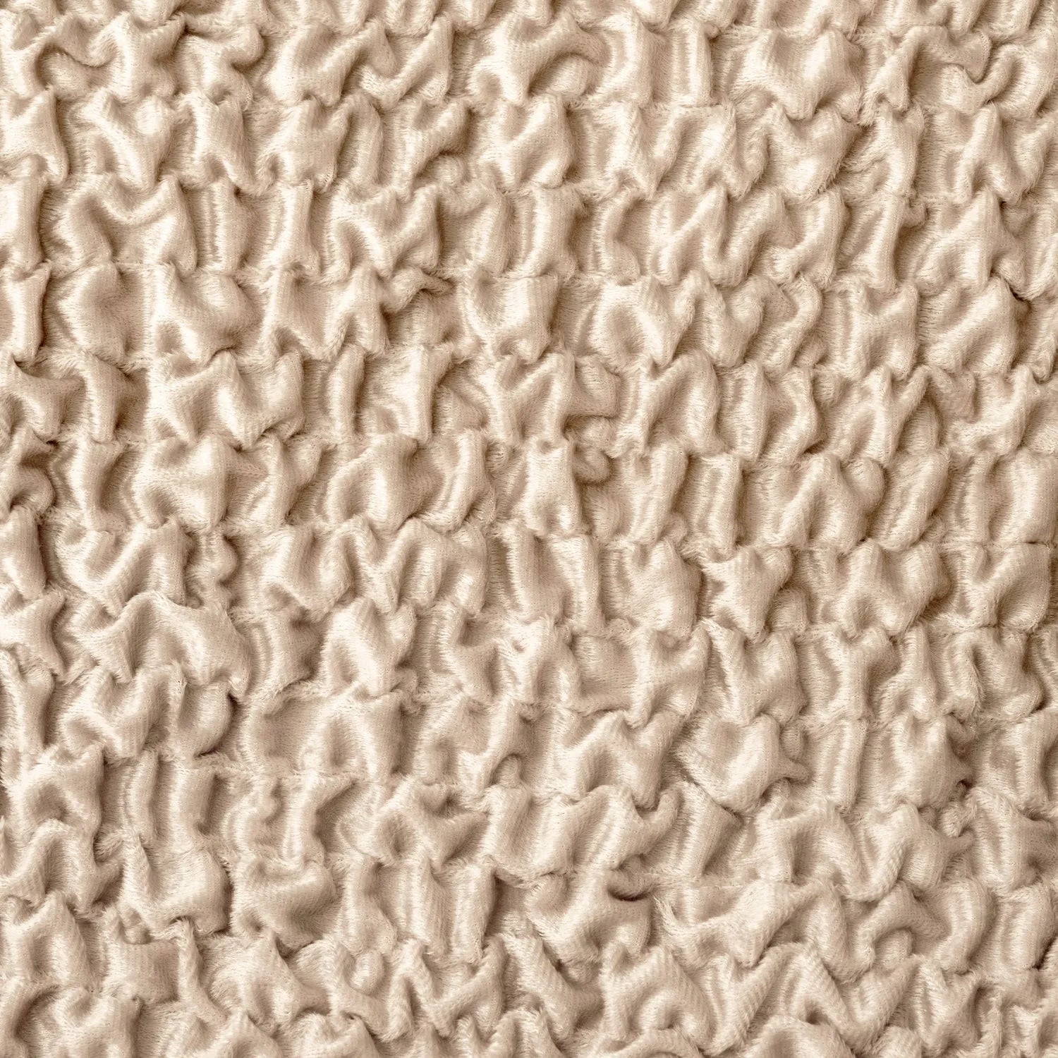 Goffrato Velvet 3-Seater Sofa Slipcover - Soft Stretch Couch Cover for Living Room, Home Decor & Furniture Protection (Beige)