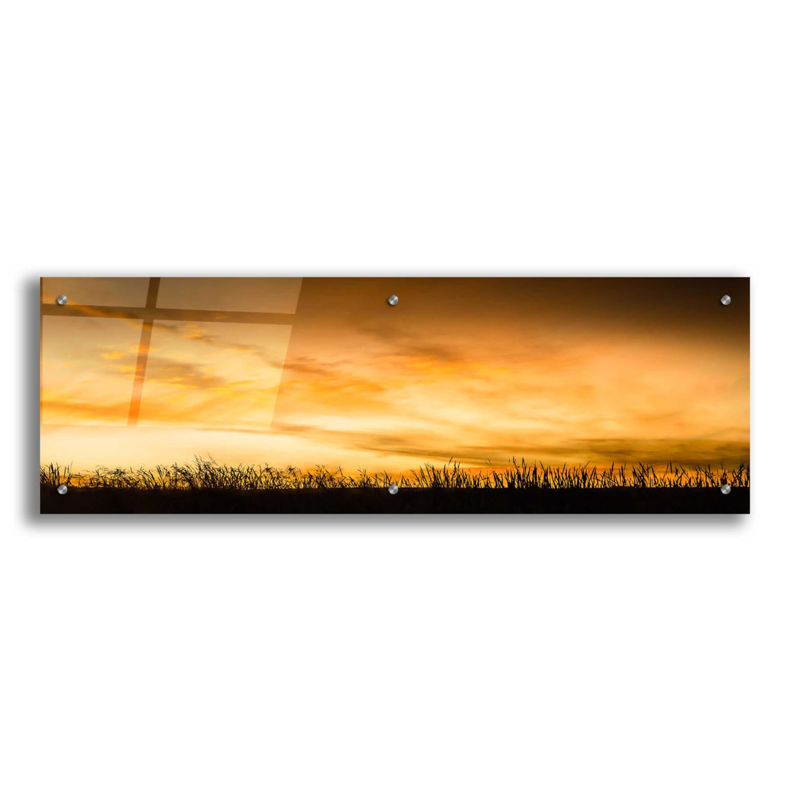Pastoral Sunrise Acrylic Glass Wall Art by Don Schwartz - 36x12 Inches Modern Landscape Painting for Living Room, Bedroom & Office Decor