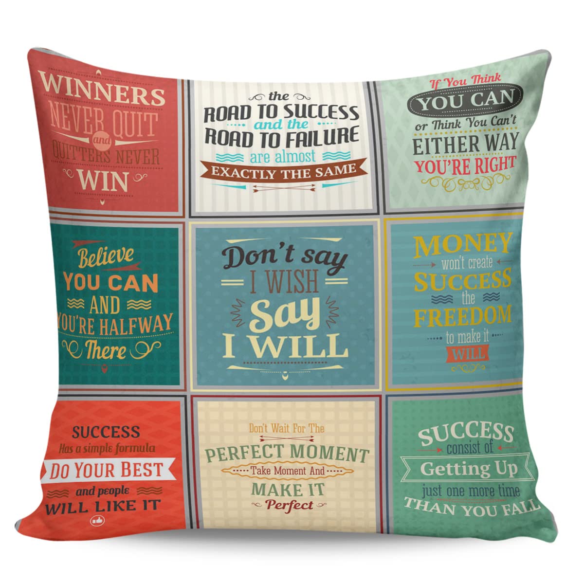 20x20 Inch Letter Throw Pillow Covers - Decorative Cushion Covers for Sofa, Couch & Chair - Retro Box Motivational Words Pillow Cases - Perfect for Living Room Decor, Bedroom Accents & Cozy Home Styling